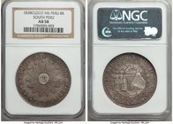 South Peru. Republic 8 Reales 1838 CUZCO-MS AU58 NGC, Cuzco mint, KM170.4. An engaging and highly detailed type rarely encountered so near to Mint Sta...
