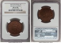 Spanish Colony. Isabel II copper Pattern 2 Centavos 1859 MS62 Red and Brown NGC, KM-Pn12. A dominant undercurrent of red governs the surfaces, aided b...