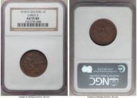 USA Administration "Large S" Centavo 1918-S AU55 Brown NGC, San Francisco mint, KM163, Allen-2.16a. Lightly circulated, with speckled tone. A scarce v...