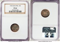 USA Administration Proof 10 Centavos 1903 PR66 NGC, KM165. Highly flashy, the argent surfaces contrasted against a touch of tone at the left obverse p...