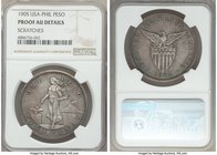 USA Administration Proof Peso 1905 AU Details (Scratches) NGC, KM168. Mintage: 471. A type hardly ever encountered in Proof grades, the mintage figure...