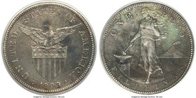 USA Administration Peso 1909-S/S/S AU55 Details (Corroded) ANACS, San Francisco mint, KM172, Allen-17.04b. A third example of this very rare triple-pu...