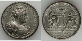 Anna white metal "Victory Over the Turks at Azov" Medal with copper Plug 1736 XF, Diakov-76.1. 43mm. By P.P. Werner. Obv. Crowned bust of Anna right. ...