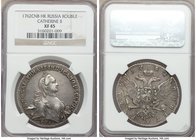 Catherine II Rouble 1762 CΠБ-HK XF45 NGC, St. Petersburg mint, KM-C67.2. Notably alluring with markedly light wear and prominent radiate flowlines eme...
