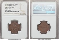 Nicholas I copper Novodel Kopeck 1830-CΠБ MS61 Brown NGC, St. Petersburg mint, KM-N496, Bit-H928 (R2), Brekke-79 (Rare). Plain edge. The first example...