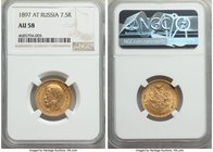 Nicholas II gold 7 Roubles 50 Kopecks 1897-AΓ AU58 NGC, St. Petersburg mint, KM-Y63.

HID09801242017