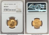 Nicholas II gold 10 Roubles 1903-AP MS65+ NGC, St. Petersburg mint, KM-Y64.

HID09801242017