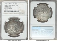 British Colony. Sierra Leone Company silver Dollar 1791 XF Details (Reverse Damage) NGC, KM6. Mintage: 6,560. One year type struck in silver with the ...