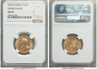 Republic gold "Double Shaft" Pond 1892 AU55 NGC, Pretoria mint, KM10.1. One year type with the double shaft wagon tongue. 

HID09801242017