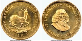 Republic Pair of Certified gold Proof Rands 1963 NGC, 1) Rand 1963 - PR66, KM63, AGW 0.1177 oz. 2) 2 Rands 1963 - PR66, KM64, AGW 0.2355 oz. 

HID09...