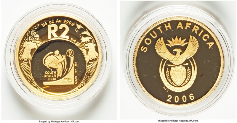 Republic 5-Piece gold Proof "2010 FIFA World Cup" 2 Rand Prestige Set 2006-2010,...