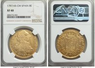 Charles III gold 8 Escudos 1787 S-CM XF40 NGC, Seville mint, KM409.2a (overdate unlisted). Fr-283. AGW 0.7615 oz. 

HID09801242017