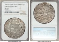 Flanders. Charles II Patagon 1680 MS63 NGC, Flanders mint, KM63, Dav-4494. Better than average strike for type, lustrous surfaces with gold-taupe toni...