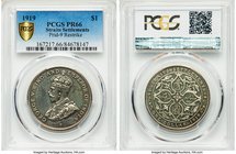 British Colony. George V Proof Restrike Dollar 1919 PR66 PCGS, KM3, Prid-9. Restrike. A veil of cloudiness over mirrored surface. 

HID09801242017