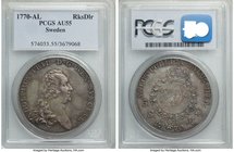 Adolf Frederick Riksdaler 1770-AL AU55 PCGS, Stockholm mint, KM505. Dav-1733. Cloudy shades of gray and olive-gold toning, 

HID09801242017