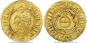 Basel. Free Imperial City gold Goldgulden ND (1452-1478) AU53 NGC, Fr-9. 3.31gm. Struck in the name of Emperor Friedrich III. MONET NO BASILLIEN, Mado...