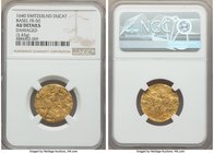 Basel. City gold Ducat 1640 AU Details (Damaged) NGC, KM97, Fr-50, HMZ-2-73h. Characteristically wavy and a very difficult issue to procure at all, th...