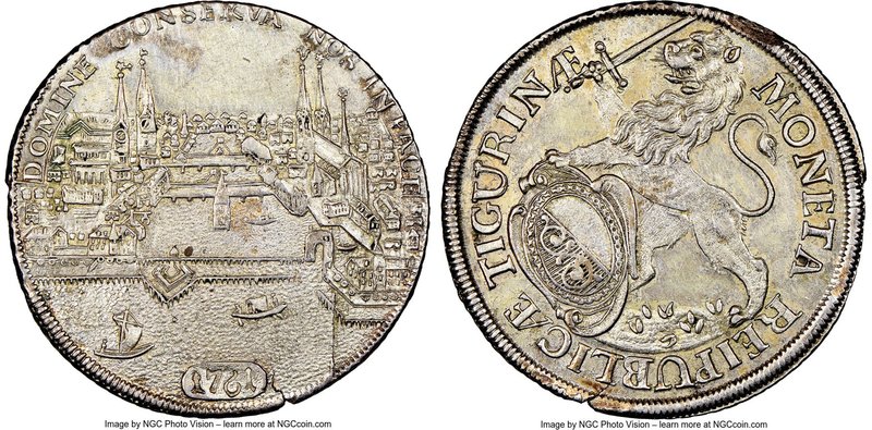 Zurich. Canton "City View" Taler 1761 AU58 NGC, KM143.4, Dav-1791. Fully struck ...