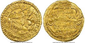 Zurich. Canton gold 1/4 Ducat 1666 MS61 NGC, KM91, HMZ-2-1144h. One year type with rose colored toning over honey-gold fields. From the Allen Moretti ...
