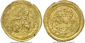 Zurich. Canton gold 1/2 Ducat 1677 MS64 NGC, KM99, Fr-467, HMZ-2-1141o. Supremely choice and remarkably full for a type that was usually hastily struc...