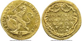 Zurich. Canton gold 1/2 Ducat 1734 MS62 NGC, KM139, Fr-487a, HMZ-2-1162u. Scarce mint state condition, well struck with good luster. From the Allen Mo...