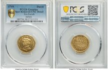 Zurich. City gold "Zwingli" Ducat 1719 UNC Details (Spot Removed) PCGS, KMX-M1, Fr-489, HMZ-2-1161k. Highly reflective prooflike fields. From the Alle...