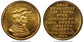 Zurich. Canton gold "Zwingli" Ducat 1819 MS64 PCGS, KMX-M2, HMZ-2-1171B. Choice prooflike with flashy lustrous fields. From the Allen Moretti Swiss Co...