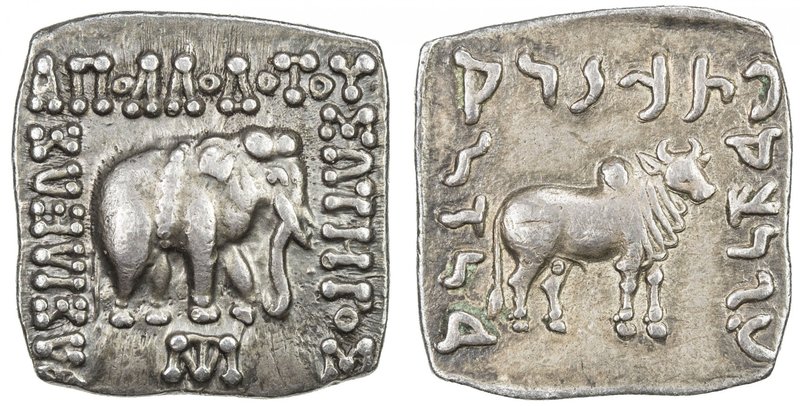 INDO-GREEK: Apollodotus I, ca. 180-160 BC, AR square drachm (2.44g), Bop-4Fvar, ...