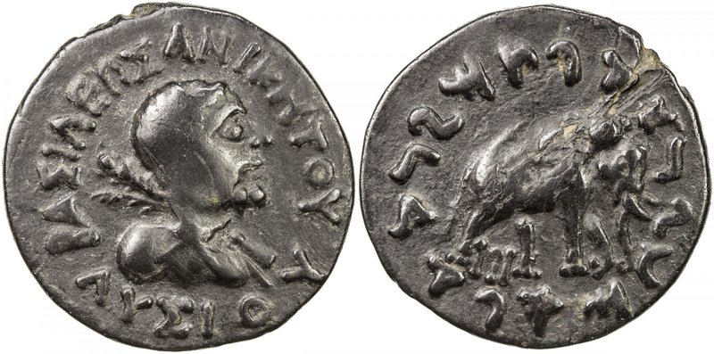 INDO-GREEK: Lysias, ca. 120-110 BC, AE light unit (5.40g), Bop-9B, king's bust r...