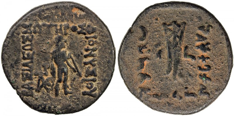 INDO-GREEK: Dionysios, ca.65-55 BC, AE unit (14.35g), Bop-2 (B2 with the monogra...