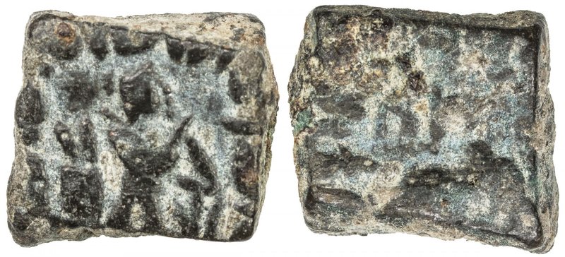INDO-GREEK: Zoilos II, ca. 55-35 BC, AE square (3.25g), Bop-9var, Apollo standin...