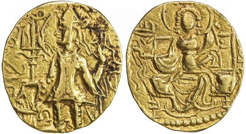KUSHAN: Vasishka, ca. 240-260, AV dinar (7.74g), Mitch-3554, standing king, hold...