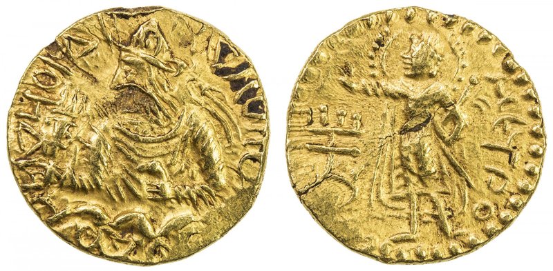 KUSHAN: Huvishka, ca. 155-187, AV ¼ dinar (2.00g), G-337 (same dies), half bust ...