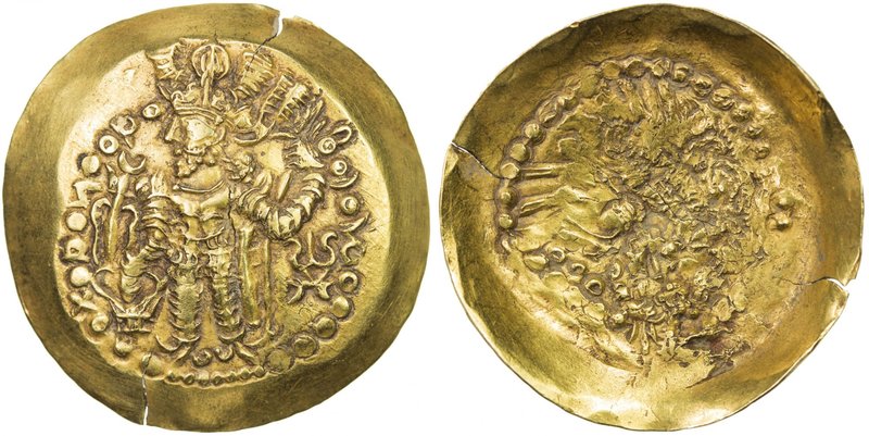 KUSHANO-SASANIAN: "Kidara", late 4th century, AV scyphate dinar (3.52g), Cribb-1...