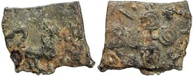 SATAVANHANAS: Satakarni, ca. 100-50 BC, potin (10.80g), Pieper-673 (this piece), Vidarbha type: lion right // Satavahana symbol and legend sri satakan...