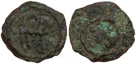 CEYLON: Anonymous, ca. 2nd/3rd century AD, AE unit (2.55g), Codrington Plate II, nos. 18-19, maneless lion // four pellets within a circle, perhaps in...