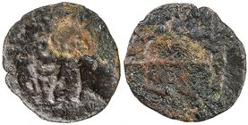 CHERA: Anonymous, 1st century AD, AE (1.95g), Mitch-SI.103, Pieper-786 (this piece), tiger seated frontally facing, wheel-standard on right // bow and...