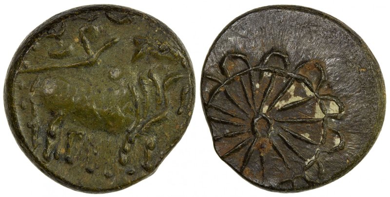 PALLAVAS: Anonymous, ca. 400-675, potin unit (5.36g), Krishnamurthy; Pallava-214...