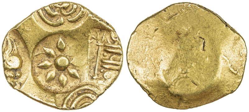 YADAVAS OF DEVAGIRI: Ramachandra, 1270-1311, AV pagoda (3.83g), Mitch-289, conch...