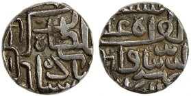 GUJARAT: Akbar, in Gujarat, 1572-1583, AR ½ rupee (5.74g), NM, AH"911", G-G645, struck during the Mughal occupation of Gujarat with frozen date, VF, R...