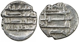 GOVERNORS OF SIND: Anonymous, ca. 830s, AR damma (0.48g), A-4520, Fishman-CS21, the full kalima divided on obverse & reverse, citing the caliph al-Mu'...