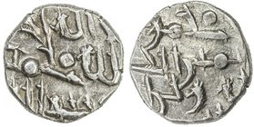 FATIMID OF MULTAN: al-'Aziz, 975-996, AR damma (0.59g), NM, ND, A-A708, Nicol-859, Isma'ili kalima // caliphal text nizar abu / mansur / al-imam al-'a...