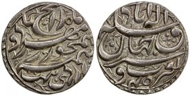 MUGHAL: Akbar I, 1556-1605, AR rupee (11.42g), Allahabad, IE45, KM-97, with the month of Ardibihisht, rebellion issue of Jahangir; superb strike, fine...