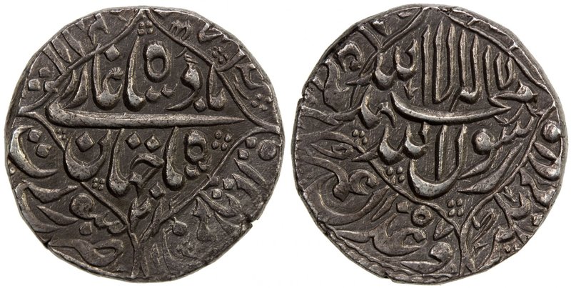 MUGHAL: Shah Jahan I, 1628-1658, AR rupee (11.35g), Surat, AH1057 year 21, KM-23...