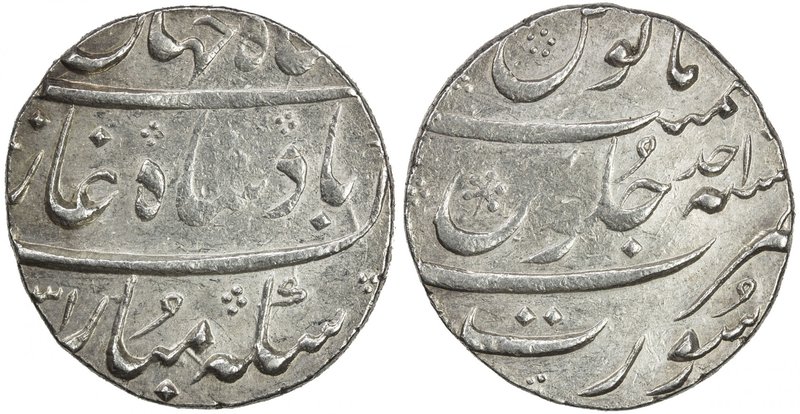 MUGHAL: Shah Jahan II, 1719, AR rupee (11.54g), Surat, AH1131 year one (ahad), K...