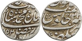 MUGHAL: Muhammad Shah, 1719-1748, AR rupee (11.39g), Bhakhar, AH1152 year 22, KM-435.1, special type, used only at Bhakhar (and for one year at Multan...