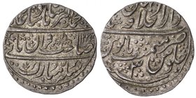 MUGHAL: Muhammad Akbar II, 1806-1837, AR nazarana style rupee, Shahjahanabad, AH1224 year 3, KM-"779var", bold strike, AU, S. There are 3 types of SJA...