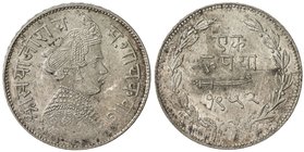 BARODA: Sivaji Rao III, 1875-1938, AR rupee, year, Y-36a, choice AU.

 Estimate: USD 110 - 150