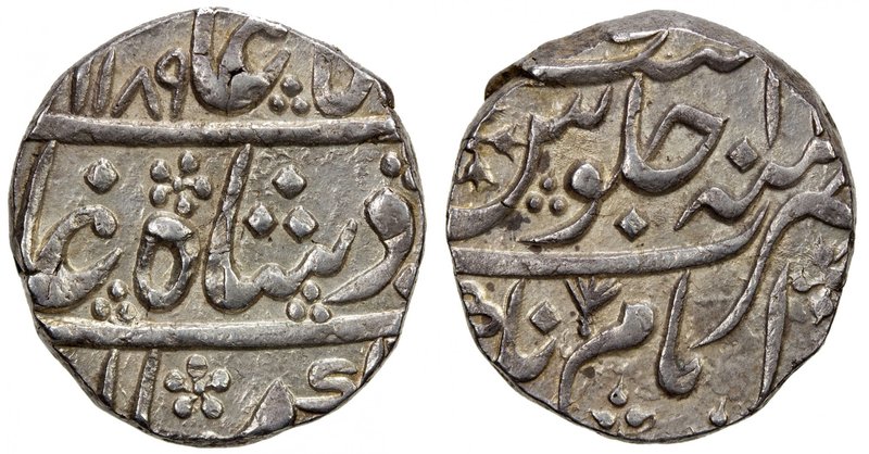IMAMNAGAR: AR rupee (11.35g), Imamnagar, AH1189 year 16, KM-—, Zeno-176695 (this...