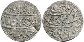 JAIPUR: AR nazarana rupee (11.04g), Sawai Jaipur, AH1166 year 6, KM-9, in the name of Ahmad Shah Bahadur, a few testmarks near edge, bold strike, very...